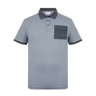 Koszulki męskie - Lee Cooper ciemnoszary Polo T-shirt męska w białe paski, Rozmiar L - miniaturka - grafika 1