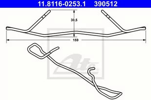 ATE ZESTAW INSTALACYJNY KLOCKA HAMULCOWEGO 11.8116-0253.1 MERCEDES W211 E280 4-MATIC 06-08 - Układ hamulcowy - akcesoria - miniaturka - grafika 1