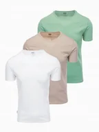 Koszulki męskie - Męski t-shirt bawełna zestaw szarozielony/biały/beżowy OM-TSBS-0232 V14 XXL - miniaturka - grafika 1
