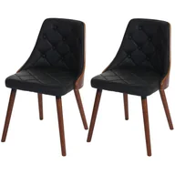 Krzesła - Zestaw 2 krzeseł do jadalni HWC-A75, krzesło kuchenne dla gości, drewno gięte o wyglądzie orzecha włoskiego ~ sztuczna skóra czarna - miniaturka - grafika 1