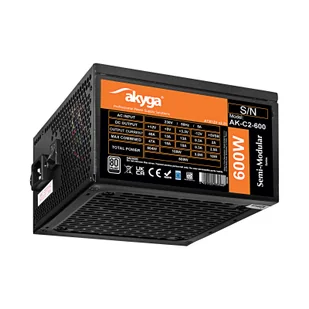 Akyga Zasilacz pół-modularny ATX AK-C2-600 600W AK-C2-600 - Zasilacze komputerowe - miniaturka - grafika 1
