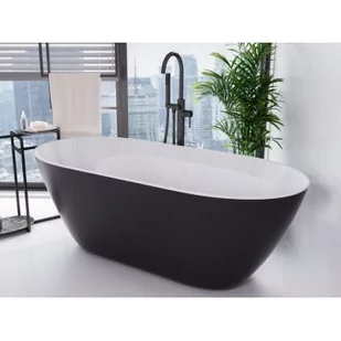 Besco Moya Black & White wanna wolnostojąca 160x68 cm owalna biały/czarny/chrom #WMD-160-MWC - Wanny - miniaturka - grafika 1