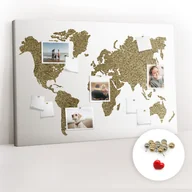 Tablice i flipcharty - Organizer na ścianę XXL, Tablica Korkowa 120x80 cm - Mapa świata + Pinezki - miniaturka - grafika 1