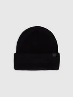 Czapki męskie - 4F Czapka beanie z wełną merino uniseks - czarna Uniwersalny - miniaturka - grafika 1