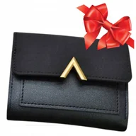 Portfele - PORTFEL PORTMONETKA nie duży Damski CZARNY PREZENT NA ŚWIETA Mikołajki - miniaturka - grafika 1