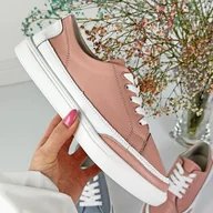 Półbuty damskie - Różowe skórzane półbuty damskie Sergio Leone sp016 - miniaturka - grafika 1