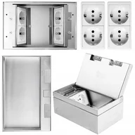 Gniazdka elektryczne - Gniazdo Elektryczne Podłogowe 4x Gniazda Spacetronik mediaport srebrne - miniaturka - grafika 1