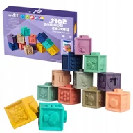 Zabawki sensoryczne - Klocki Sensoryczne Kolorowy Wzory Cyferki Układanka 12SZT Gumowe Miękkie - miniaturka - grafika 1