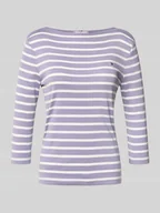 Bluzki damskie - Bluzka o kroju slim fit z czystej bawełny z rękawem o dł. 3/4 - miniaturka - grafika 1
