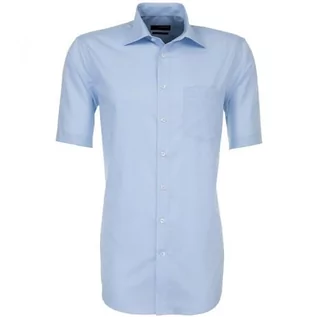 Koszule męskie - Seidensticker Męska koszula biznesowa z krótkim rękawem z kołnierzem kent, nie wymaga prasowania, niebieski (jasnoniebieski 48), 40 PL - grafika 1
