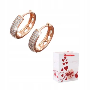 Kolczyki Damskie Złote 18k Potrójne Mikro Kryształki Zatrzask Różowe Złoto - Kolczyki - miniaturka - grafika 1