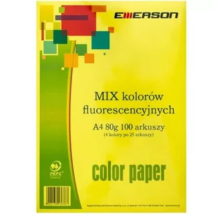 Emerson PAPIER KSERO A4 MIX FLUORESCENCYJNY XEM1002N RYZA=100ARKUSZY(4KOLORY X 25ARKUSZY) zakupy dla domu i biura XEM1002N - Papier do drukarek - miniaturka - grafika 1