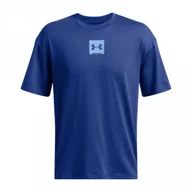 Koszulki sportowe męskie - Męski t-shirt z nadrukiem Under Armour UA M Hw Os Sm Box Ss - niebieski - UNDER ARMOUR - miniaturka - grafika 1