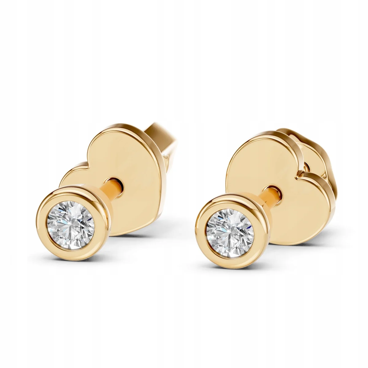 ZŁOTE KOLCZYKI 585 Z DIAMENTEM BRYLANTEM 0,09 CT G/Si ESSYA