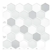 Panele ścienne i boazeria - Płytka samoprzylepna mozaika heksagon biało-szary 3D-1175 30,5 x 30,5 cm 4 szt. - miniaturka - grafika 1