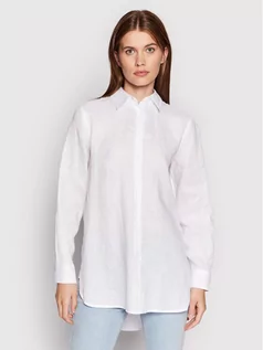 Koszule damskie - Benetton United Colors Of Koszula 5BMLDQ001 Biały Oversize - grafika 1