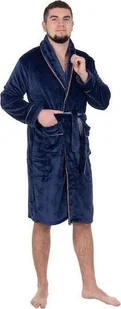 Springos Szlafrok męski z polaru rozm. L/XL z paskiem granatowy UNIWERSALNY - Szlafroki męskie - miniaturka - grafika 1