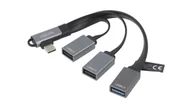 Huby USB - UA0361 Hub USB, USB A gniazdo x3, USB C wtyk kątowy, USB 2.0, USB 3.2 - miniaturka - grafika 1