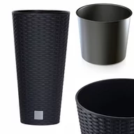 Donice - DONICZKA WYSOKA RATAN Z WKŁADEM ANTRACYT DONICA OSŁONKA Z WKŁADEM RATO TUBUS ANTRACYTOWY - miniaturka - grafika 1