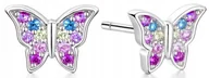 Biżuteria dla dzieci - Kolczyki srebrne motylki dla dziewczynki dzieci sztyfty wkrętki srebro 925 - miniaturka - grafika 1