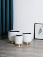 Donice - Donica Glamour Biało Złota 3 szt - miniaturka - grafika 1