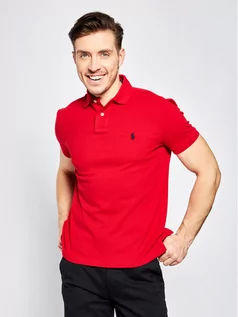 Koszulki męskie - Ralph Lauren Polo Polo Core Replen 710666998 Czerwony Custom Slim Fit - grafika 1