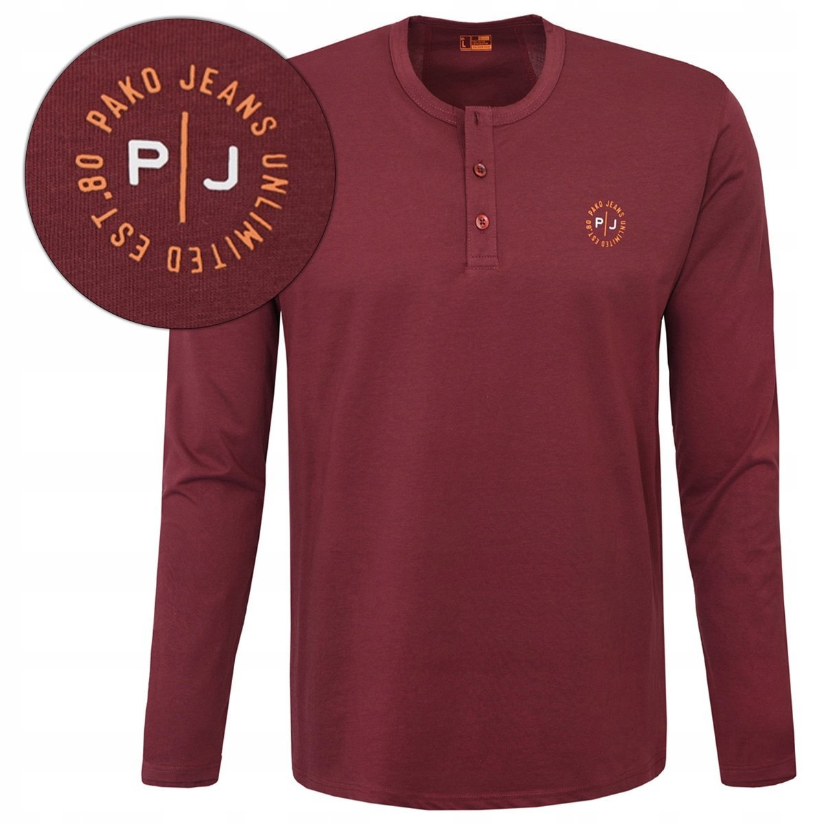 LONGSLEEVE męski koszulka z długim rękawem bawełniana LEVEL bordowa XXL