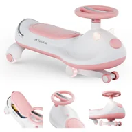 Chodziki - Jeździk grawitacyjny TULANO Focus 45 Pink SZARO-RÓŻOWY dla DZIECI 3+ KOŁA LED MUZYKA - miniaturka - grafika 1