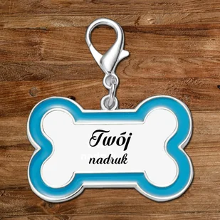 Identyfikator dla psa z Twoim nadrukiem - niebieska kość - Breloczki dla dzieci - miniaturka - grafika 1