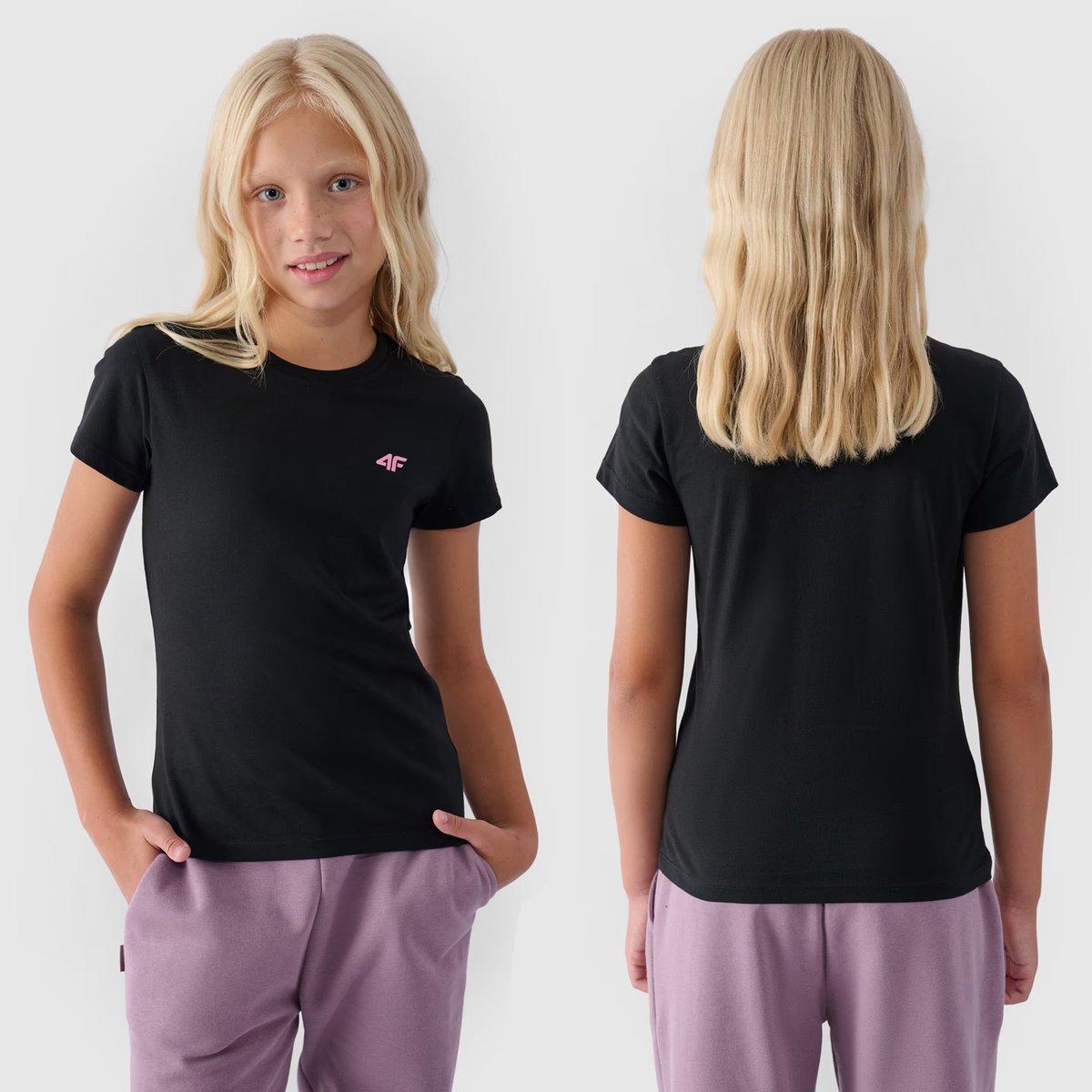 Koszulka Dziewczęca 4F T-shirt Bawełniany Czarny 4FJWMM00TTSHF1658 Czarny 122