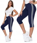 Legginsy - Legginsy 3/4 Damskie Lampas Wysoki Stan Kryjące Przyjemne Miękkie MORAJ S/M - miniaturka - grafika 1