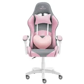 Fotele gamingowe - Fotel Gamingowy Hell's Chair Rainbow KIDS Pink- Gray Tkanina - miniaturka - grafika 1