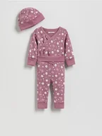 Komplety dla niemowląt - Reserved - Bawełniany komplet z czapką - jasnofioletowy - miniaturka - grafika 1