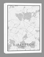 Obrazy i zdjęcia na płótnie - Białystok, Polska mapa czarno biała - obraz na płótnie Wymiar do wyboru: 60x90 cm - miniaturka - grafika 1