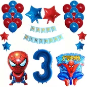 Balony i akcesoria - ZESTAW BALONY NA TRZECIE 3 URODZINY SPIDERMAN NIEBIESKI - miniaturka - grafika 1
