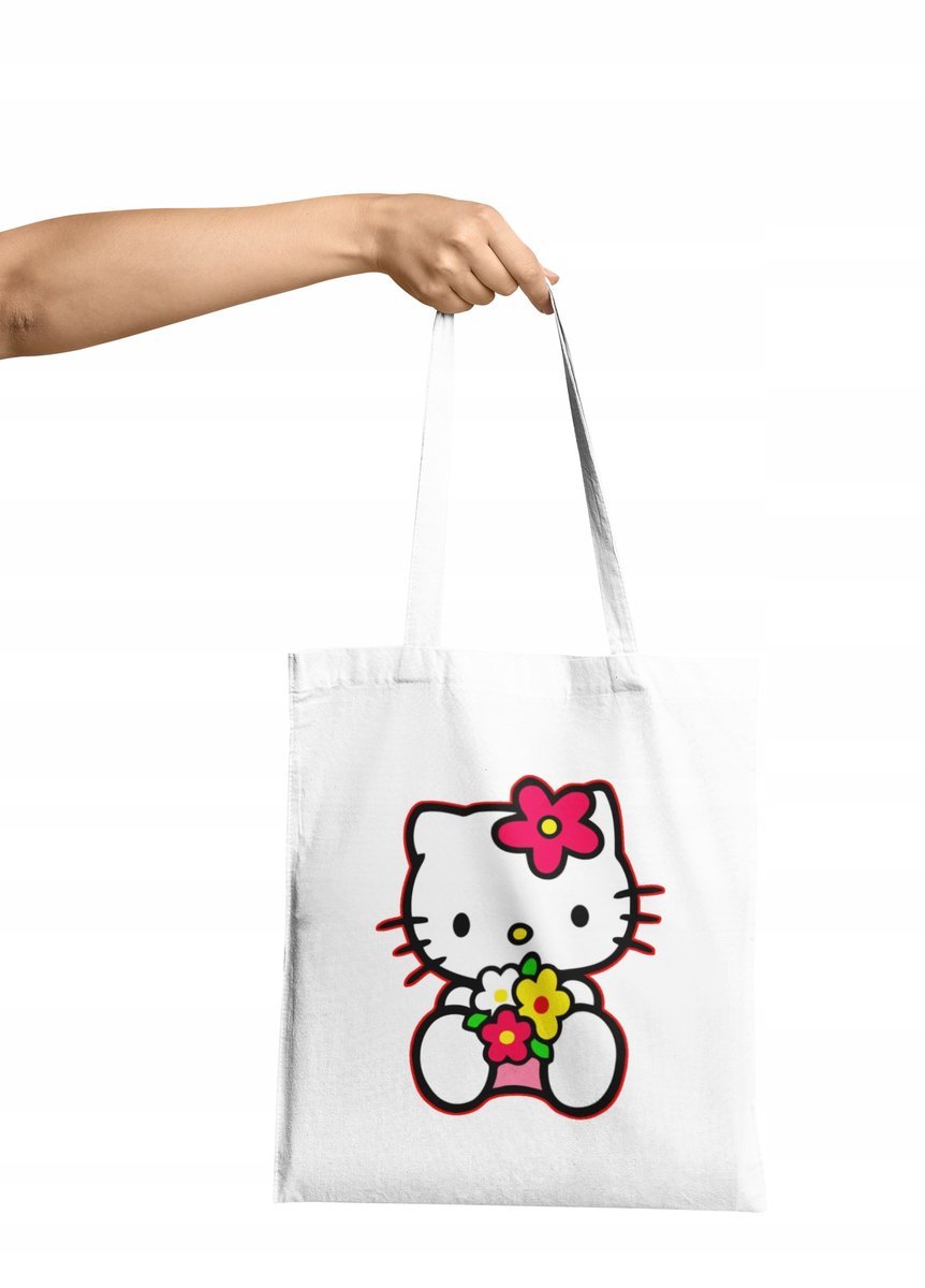 TORBA SHOPPER MATERIAŁOWA NA RAMIĘ HELLO KITTY KOTEK DUŻY WYBÓR 4 KOLORY