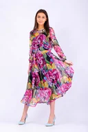 Sukienki - Rozkloszowana sukienka w peonie - miniaturka - grafika 1