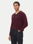 Swetry męskie - Tommy Hilfiger Sweter MW0MW28047 Bordowy Regular Fit - miniaturka - grafika 1