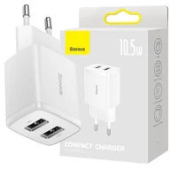 Ładowarki do telefonów - Ładowarka sieciowa BASEUS Compact 10.5W Biały - miniaturka - grafika 1