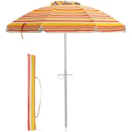 Parasole ogrodowe - Parasol Plażowy o Wysokości 2 m – Odchylana Czasza z Daszkiem/Torba/Falbana – Aluminiowy Maszt i 8 Żeber – Ochrona UV50+, Żółty - miniaturka - grafika 1