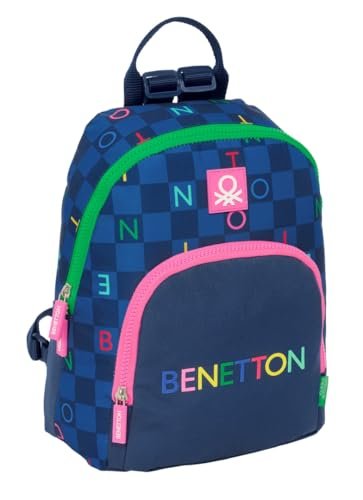 Safta BENETTON DAMERO - Mini plecak do codziennego użytku, idealny dla dzieci w różnym wieku, wygodny i wszechstronny, jakość i wytrzymałość, 25 x 13 x 30 cm, Granatowy, M, Casual