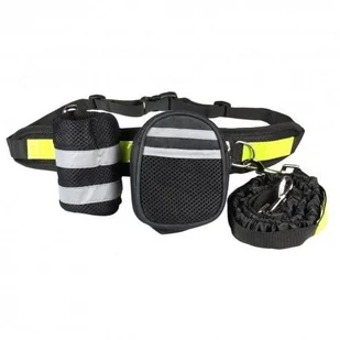 Pas biodrowy do biegania z amortyzowaną smyczą, czarny, M, pasek dł. 80-104cm, saszetka 10x5x13cm, smycz dł.145-200 cm - Pozostałe akcesoria dla psów - miniaturka - grafika 1