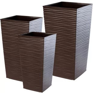 Donice na kwiaty z wkładem Tuluza dłuto 25 cm + 30 cm +35 cm, mokka - Donice - miniaturka - grafika 1