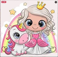 Malowanie po numerach - Norimpex Malowanie po numerach 20x20cm Księżniczka z jednorożcem 1008251 - miniaturka - grafika 1