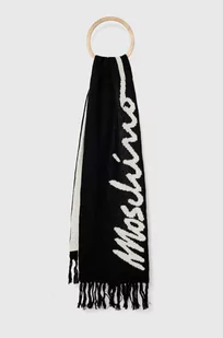 Moschino szalik wełniany kolor czarny wzorzysty - Apaszki i szaliki damskie - miniaturka - grafika 1