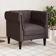 Fotele - vidaXL Fotel Chesterfield, ciemnobrązowy, obity tkaniną - miniaturka - grafika 1