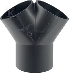 Trójnik PEHD 75x63/60 skośny symetryczny, kolor czarny (kanalizacja HDPE) - Łączniki, trójniki, kształtki - miniaturka - grafika 1