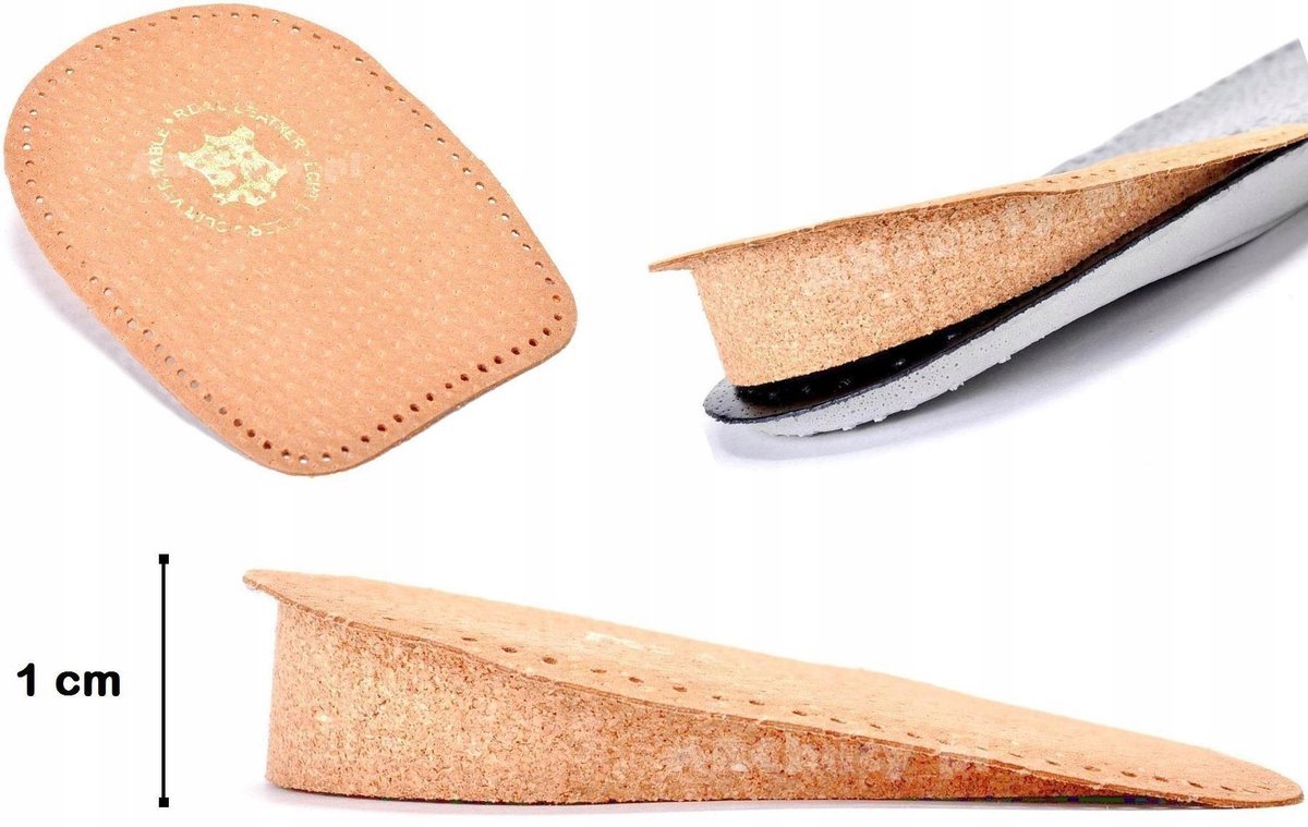 41/46 MĘSKIE BEŻOWE PODPIĘTKI KORKOWE SKÓRZANE PODWYŻSZAJĄCE 1 CM + 10 MM