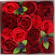 Zestawy upominkowe - Mydlany Flower Box Czerwone Kwiaty Prezent Urodziny - miniaturka - grafika 1