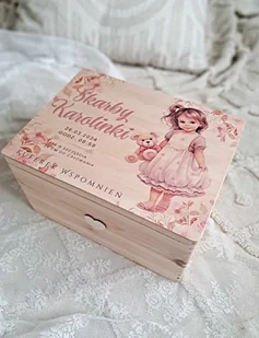 PUDEŁKO kuferek wspomnień metryczka urodzenia chrzest - Pamiątka Chrztu Świętego - miniaturka - grafika 1